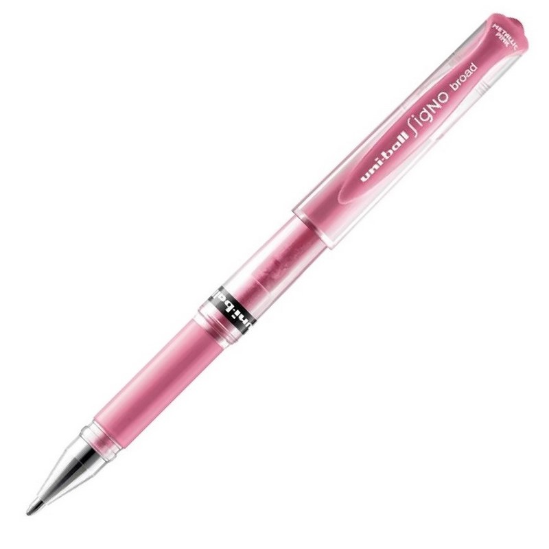 UNI SIGNO gelový roller 1mm, metalický růžový