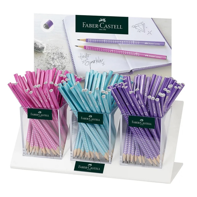 FABER-CASTELL grafitová tužka Grip Sparkle B, 144ks ve stojánku léto