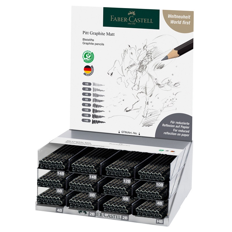 FABER-CASTELL grafitová tužka Pitt GRAPHITE MATT, 144ks ve stojánku