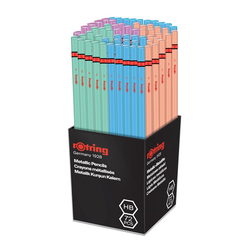 Grafitové tužky ROTRING Metallic HB, 72ks ve stojánku