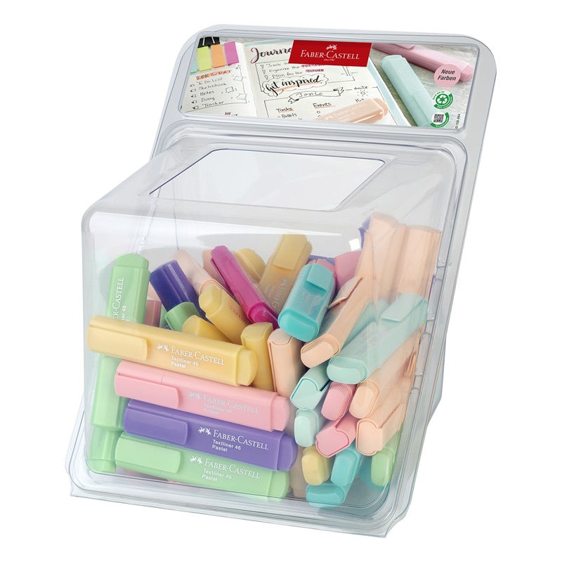 FABER-CASTELL zvýrazňovač Textliner 1546, set 100ks PASTEL ve stojánku