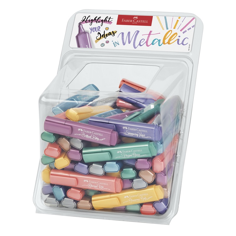 FABER-CASTELL zvýrazňovač Textliner 1546, set 100ks METALLIC ve stojánku