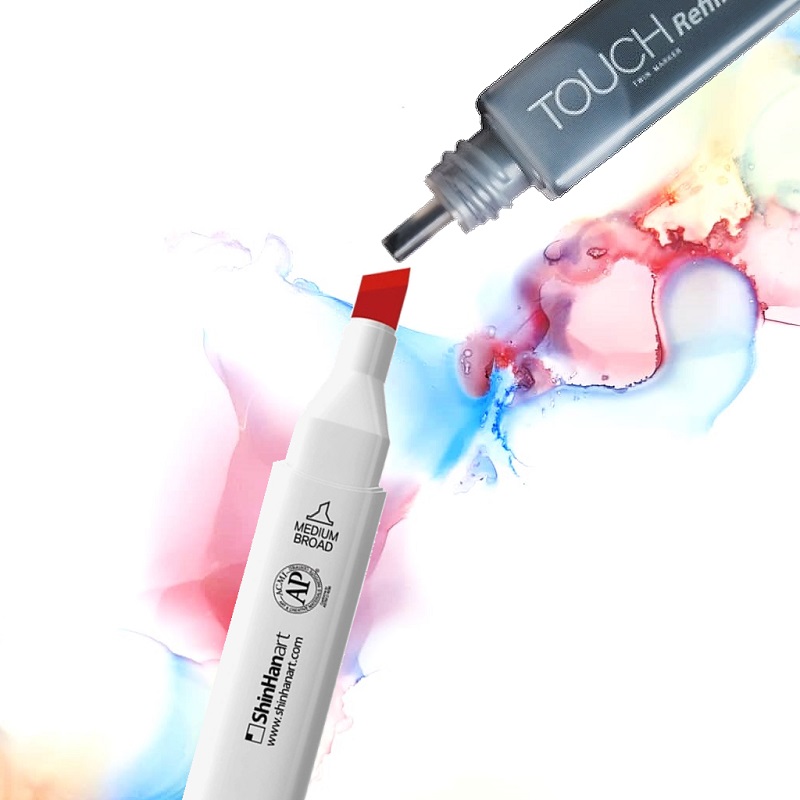 Doplnění inkoustu do lihové fixy TOUCH Brush & Chisel Doplnění inkoustu: bez výměny hrotů