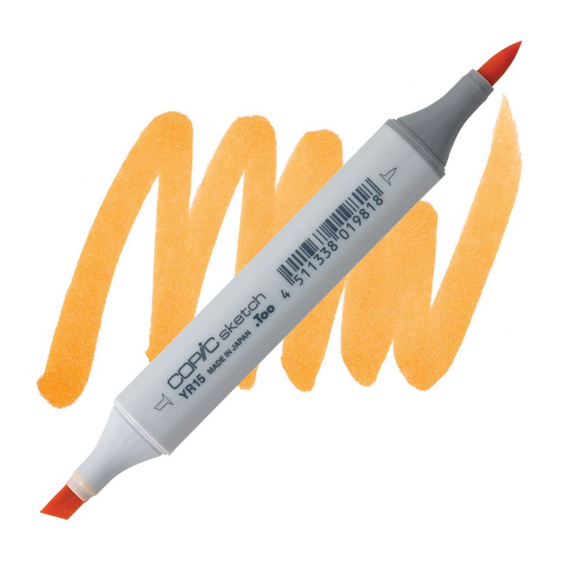 Lihová fixa COPIC Sketch oboustranná Brush & Chisel, YR15 Pumpkin yellow