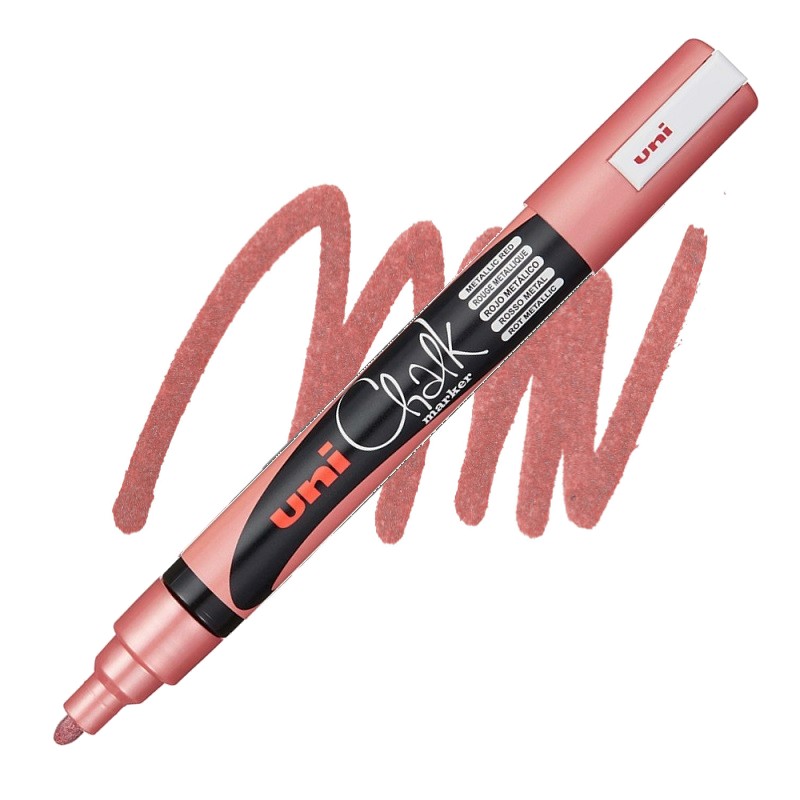 Křídová fixa UNI CHALK 5M, metalická červená