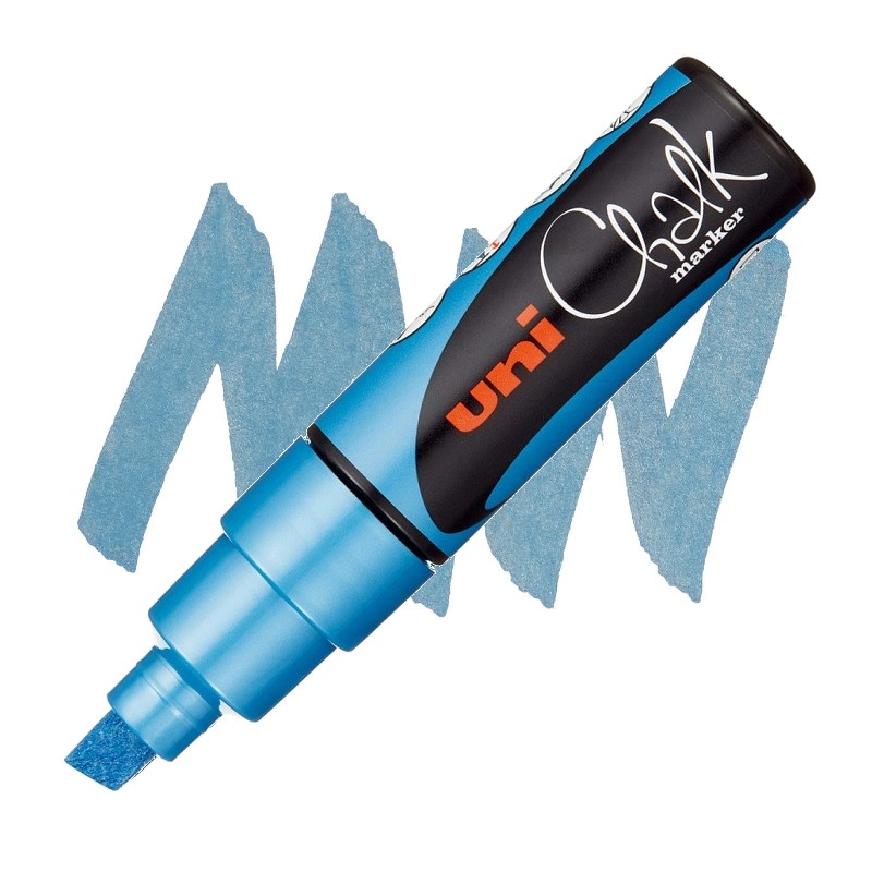 Křídová fixa UNI CHALK 8K, metalická modrá