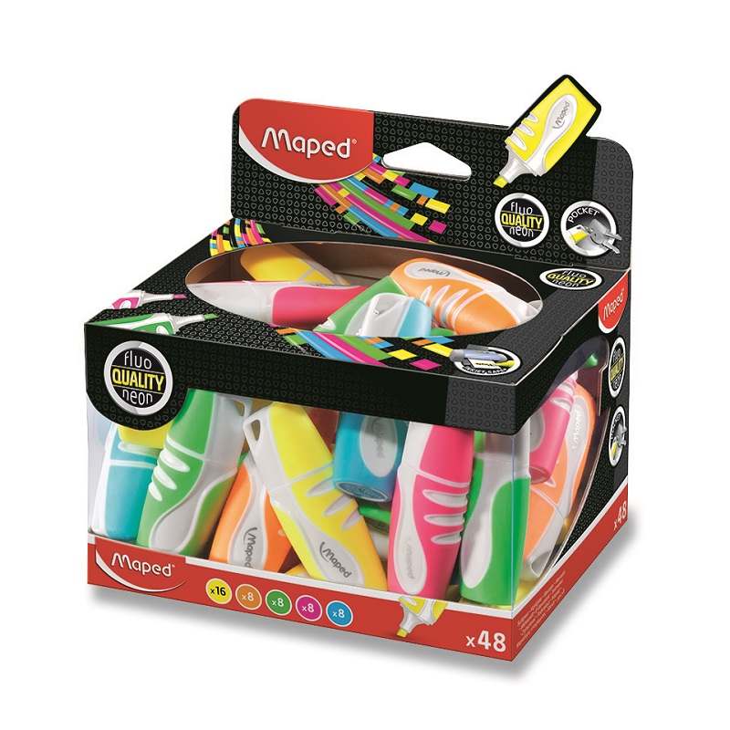 Zvýrazňovač MAPED Fluo Peps pocket, 48ks ve stojánku