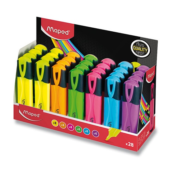 Zvýrazňovač MAPED Fluo Peps classic, 24ks ve stojánku