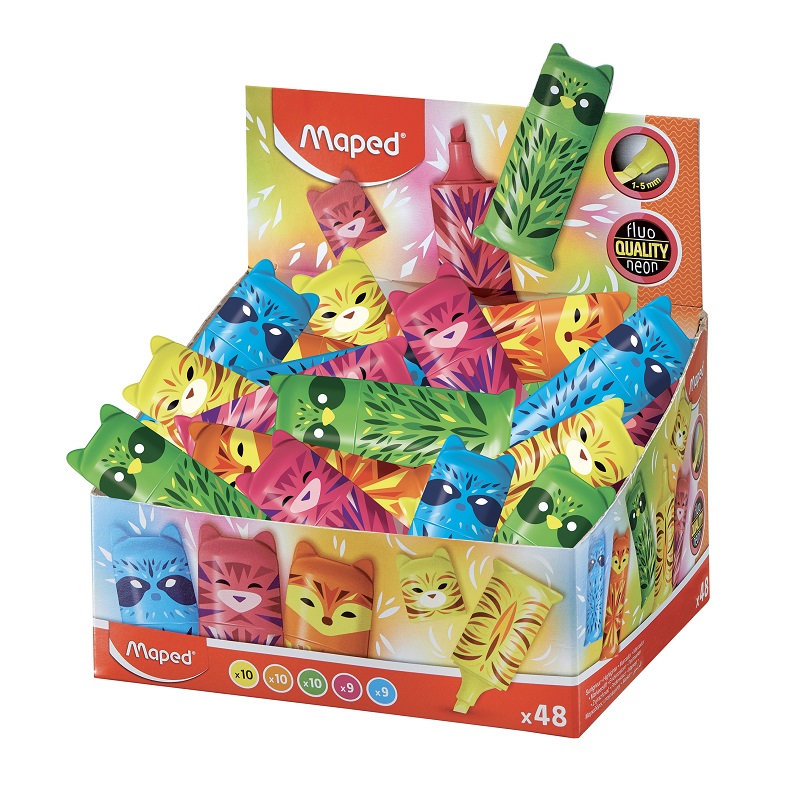 Zvýrazňovač MAPED Mini Friends, 48ks ve stojánku