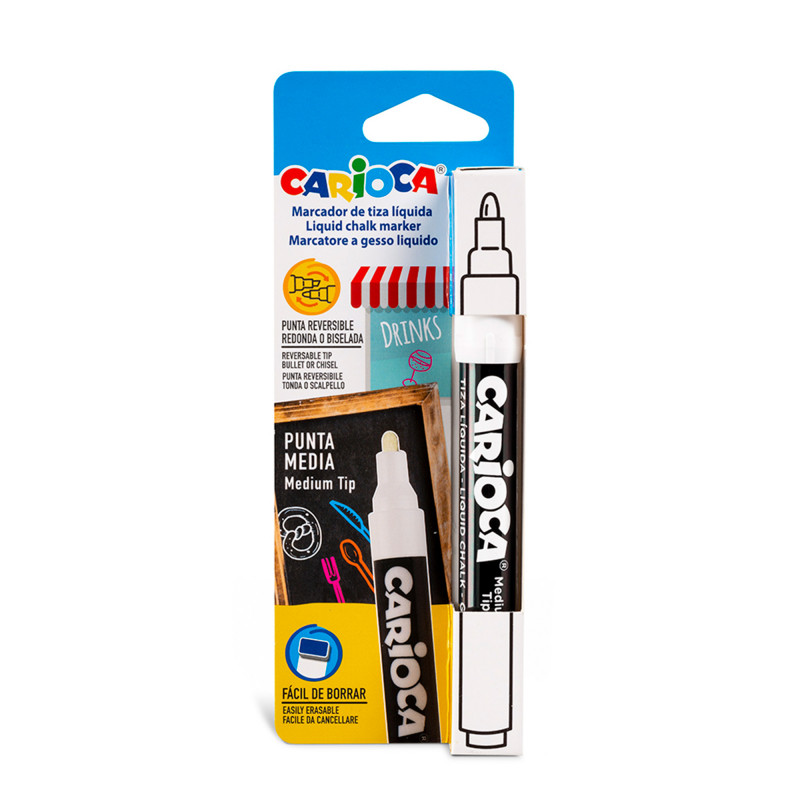 Fixa CARIOCA křídová na sklo a tabule, bílá