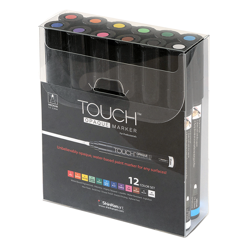 Akrylové fixy TOUCH Opaque střední, 12ks
