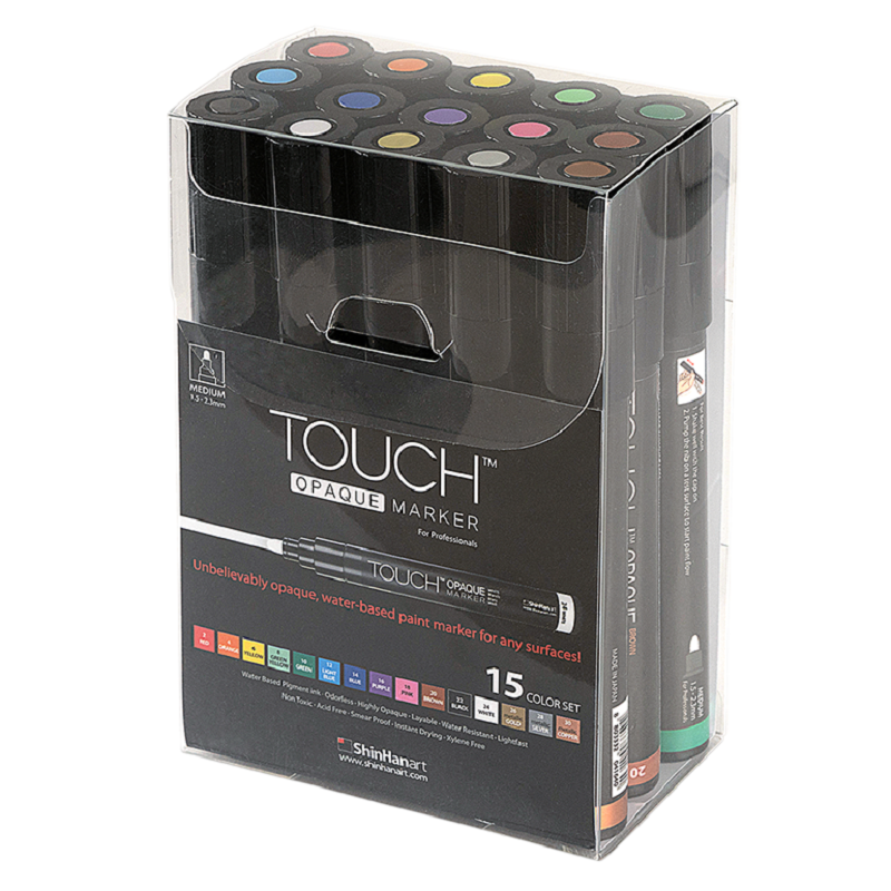 Akrylové fixy TOUCH Opaque střední, 15ks