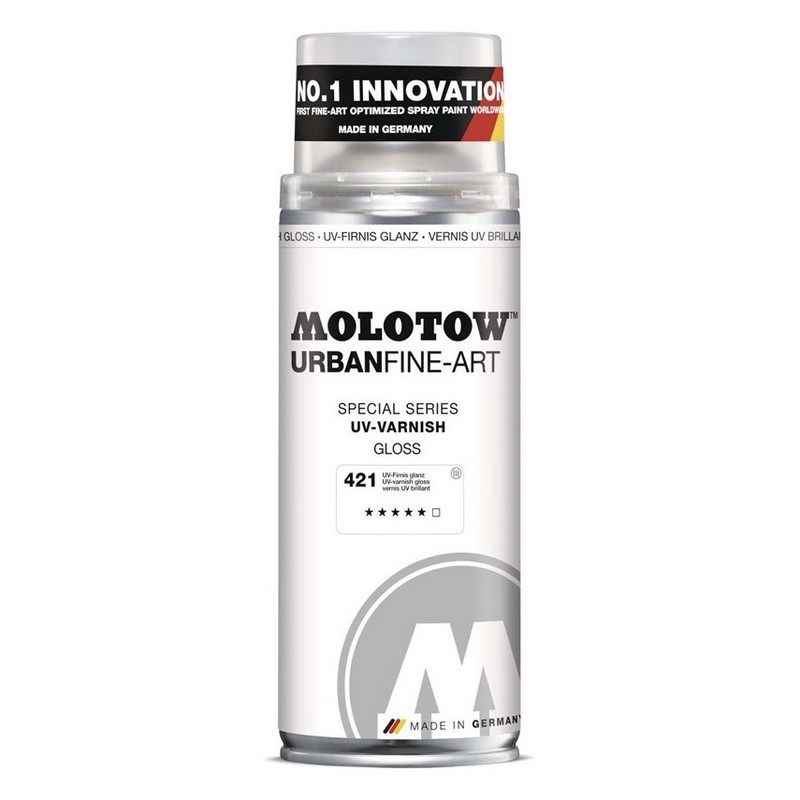 Fixační lak ve spreji MOLOTOW Fine Art Varnish 400ml, UV čirý lesklý