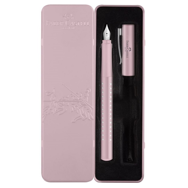 FABER-CASTELL plnící pero Sparkle "M", růžové v kovové krabičce