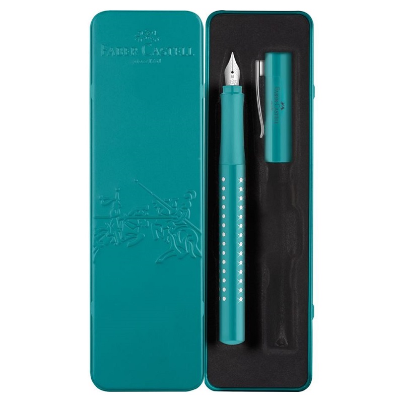 FABER-CASTELL plnící pero Sparkle "M", tyrkysové v kovové krabičce