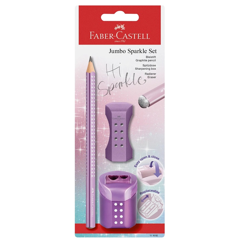 FABER-CASTELL grafitová tužka Grip JUMBO Sparkle B, 3ks mix barev