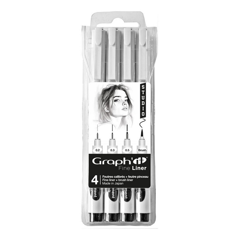 GRAPH'IT Technické linery GRAPH'IT, 4 ks černé Studio