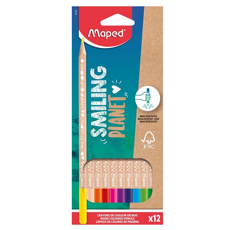 Pastelky MAPED Smiling Planet, 12ks
