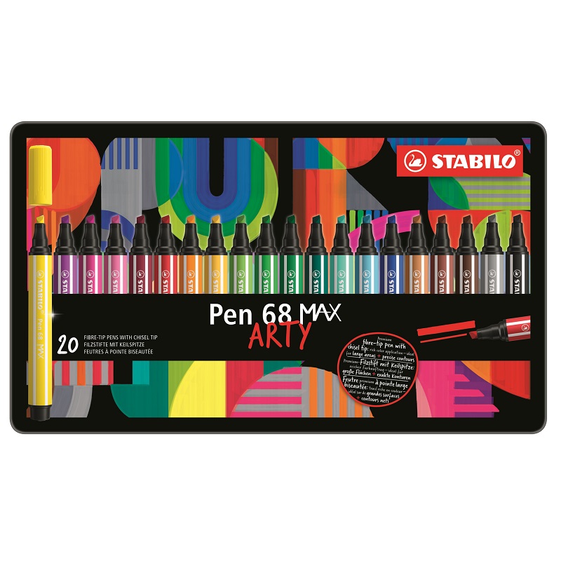 Fix STABILO Pen 68 Max, 20ks ARTY v kovové krabičce