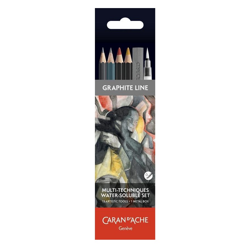 Grafitová skicovací sada CARAN D'ACHE Graphite Line, 10ks + 3ks příslušenství