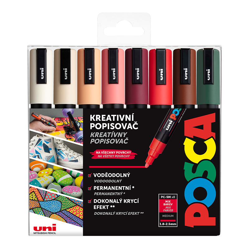 Akrylové fixy UNI POSCA 5M, 8ks podzimní tóny