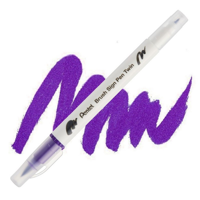 PENTEL Touch Brush Sign Pen TWIN, fialový