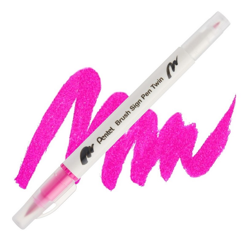 PENTEL Touch Brush Sign Pen TWIN, růžový
