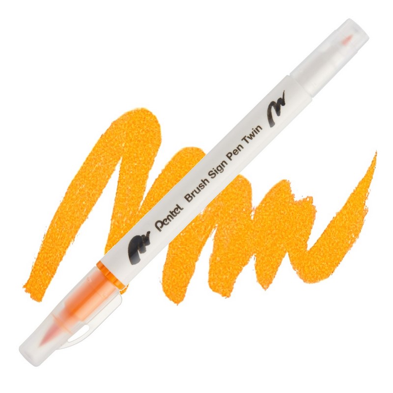 PENTEL Touch Brush Sign Pen TWIN, tmavě žlutý