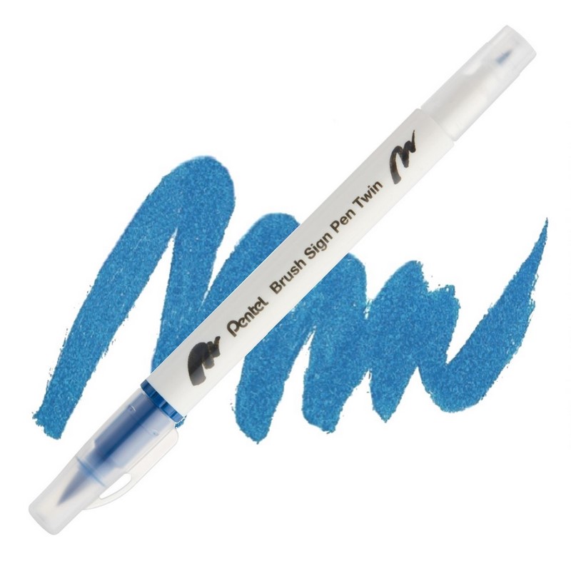 PENTEL Touch Brush Sign Pen TWIN, tmavě modrý