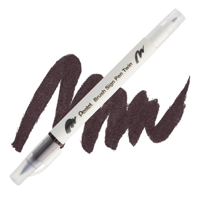 PENTEL Touch Brush Sign Pen TWIN, tmavě hnědý