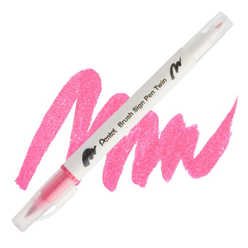 PENTEL Touch Brush Sign Pen TWIN, karmínový