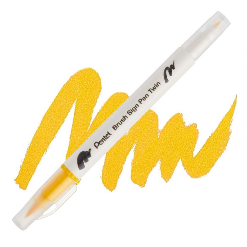 PENTEL Touch Brush Sign Pen TWIN, žlutý