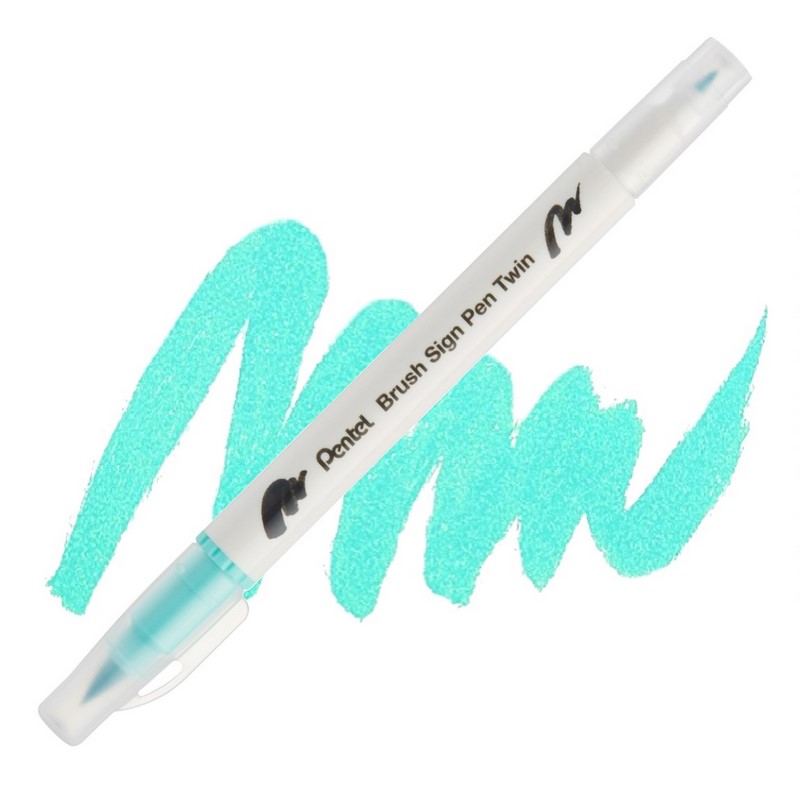 PENTEL Touch Brush Sign Pen TWIN, smaragdový