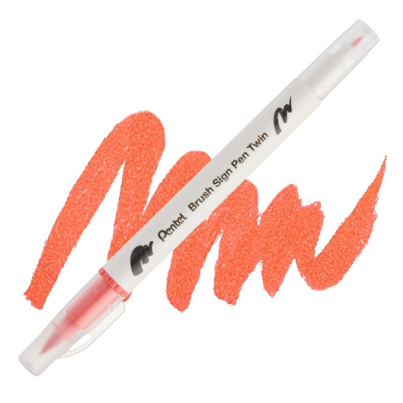 PENTEL Touch Brush Sign Pen TWIN, korálový