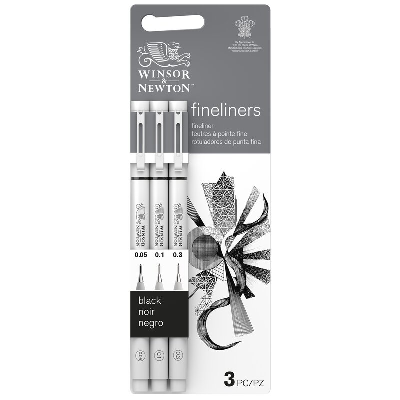 WINSOR & NEWTON Technické linery WINSOR & NEWTON, 3ks černé Small