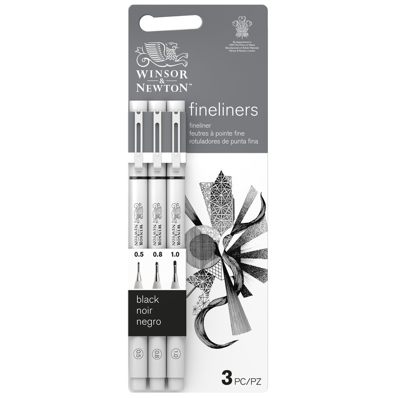 WINSOR & NEWTON Technické linery WINSOR & NEWTON, 3ks černé Big