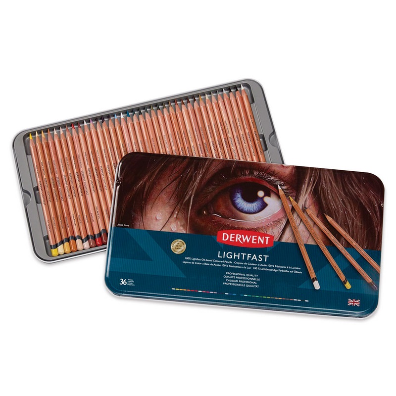 Olejové pastelky DERWENT Lightfast, 36ks v kovové krabičce