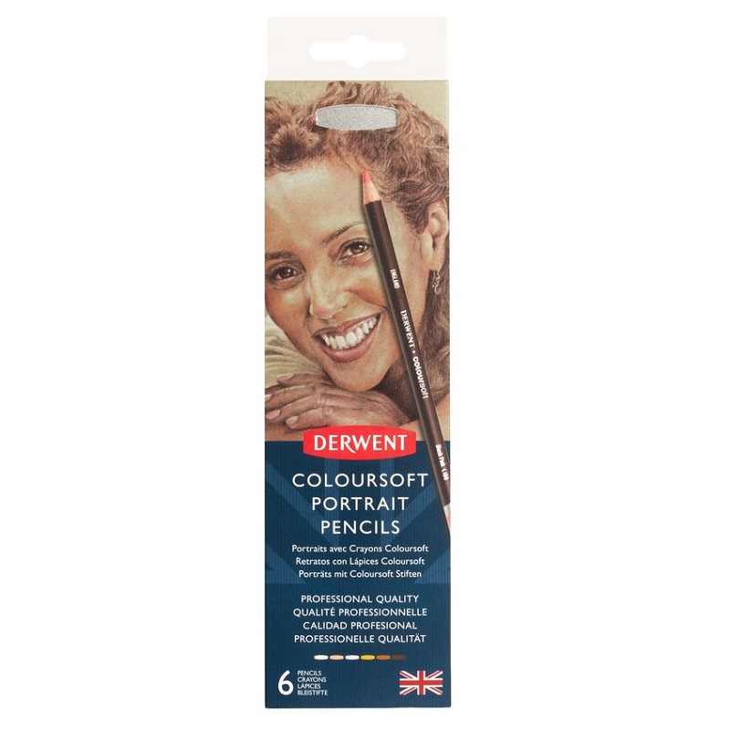 Umělecké pastelky DERWENT Coloursoft, 6ks pleťové v kovové krabičce