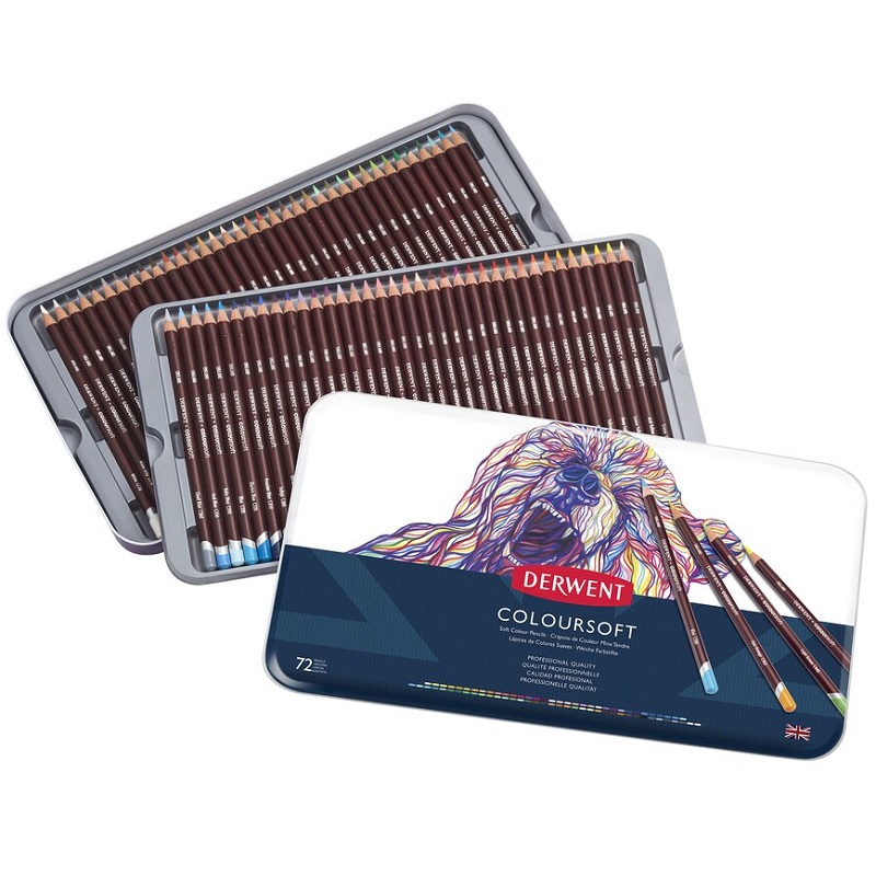 Umělecké pastelky DERWENT Coloursoft, 72ks v kovové krabičce