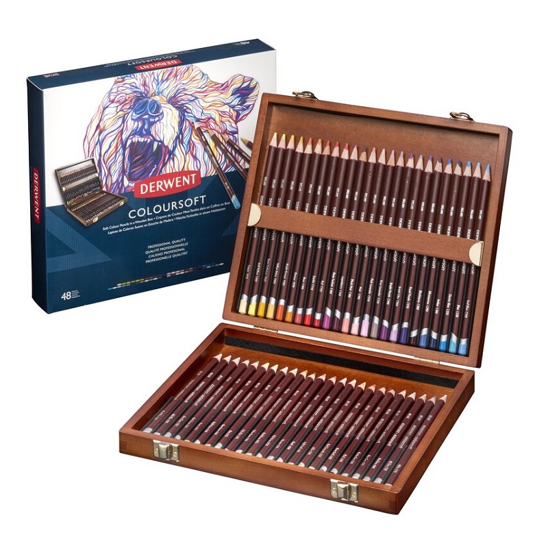 Umělecké pastelky DERWENT Coloursoft, 48ks v dřevěné kazetě