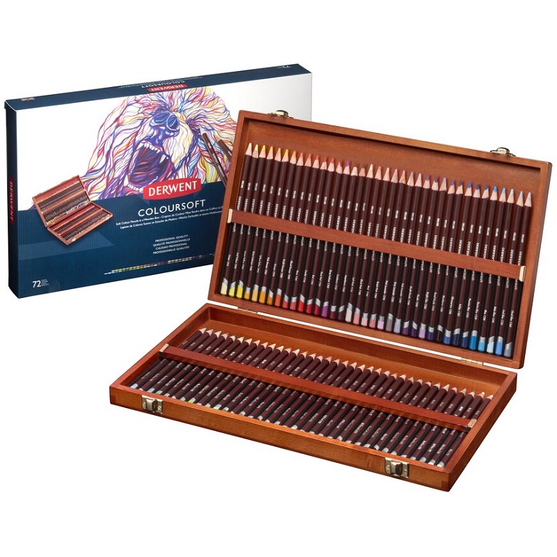 Umělecké pastelky DERWENT Coloursoft, 72ks v dřevěné kazetě