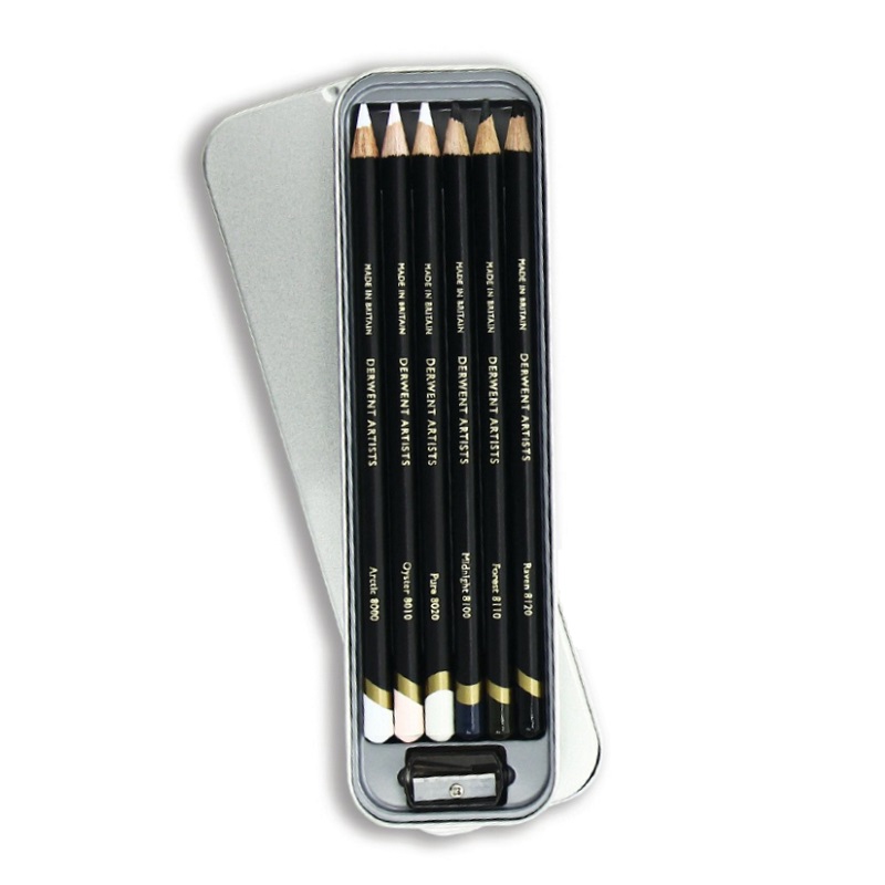 Umělecké pastelky DERWENT Artists, 6ks Black & White