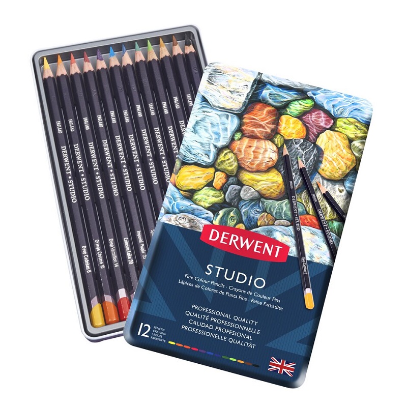 Umělecké pastelky DERWENT Studio, 12ks v kovové krabičce