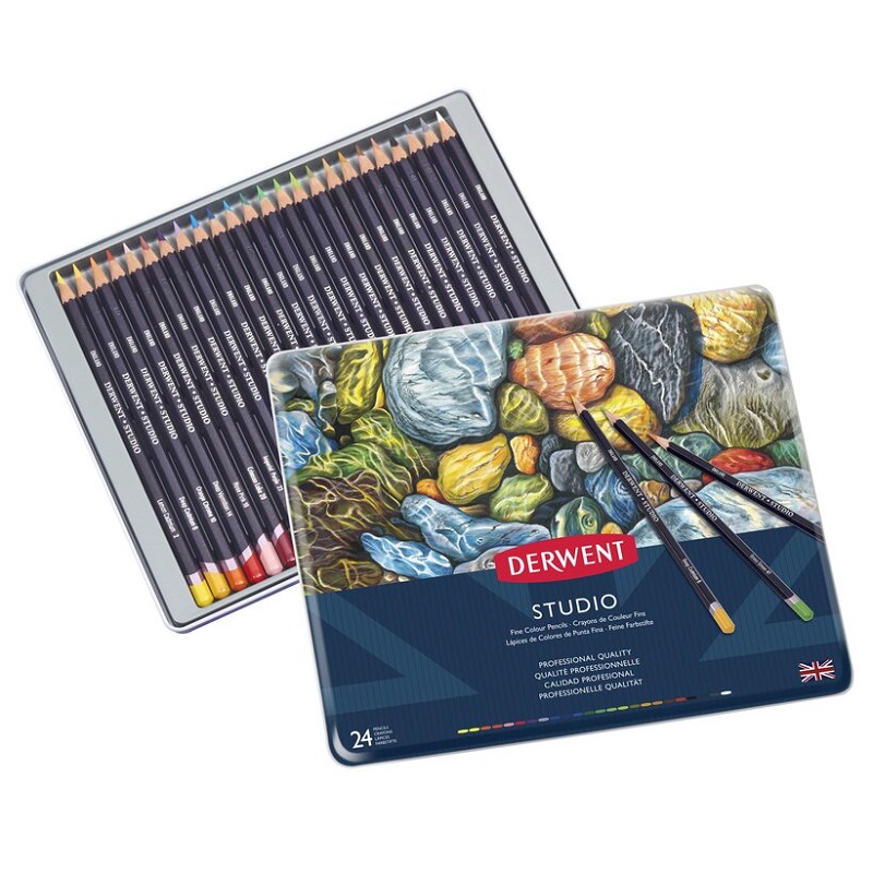 Umělecké pastelky DERWENT Studio, 24ks v kovové krabičce