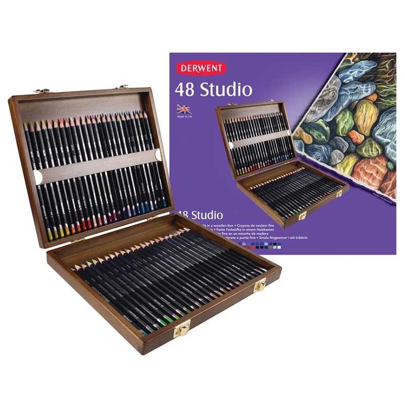 Umělecké pastelky DERWENT Studio, 48ks v dřevěné kazetě