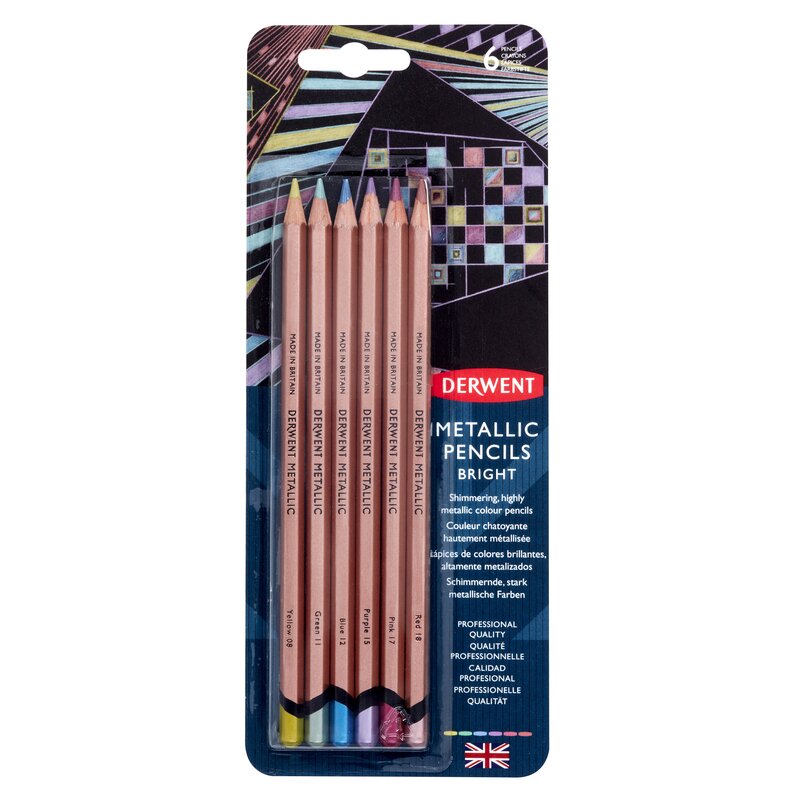 Metalické pastelky DERWENT Metallic, 6ks Colour
