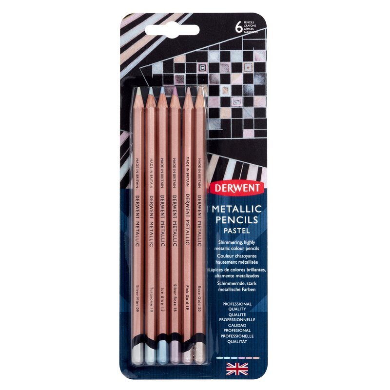 Metalické pastelky DERWENT Metallic, 6ks Pastel