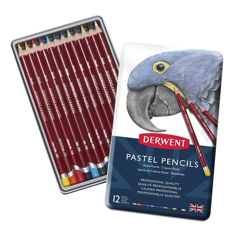 DERWENT Pastely v tužce DERWENT, 12ks v kovové krabičce