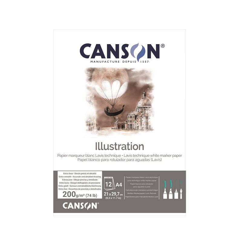 Blok CANSON Illustration A4, 12 listů 200 g