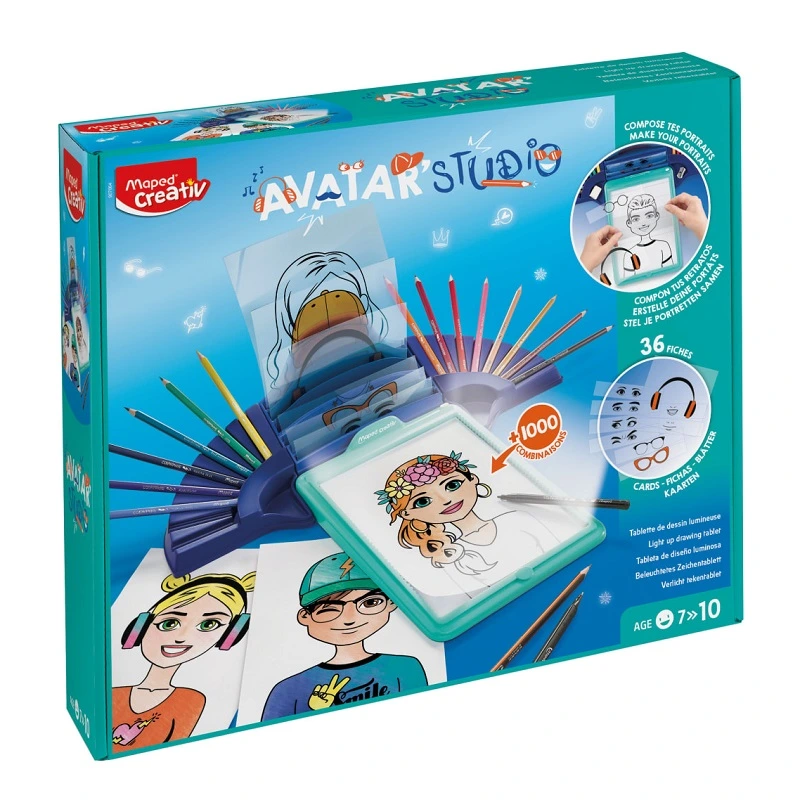 Kreativní sada MAPED CREATIV Avatar Studio podsvícená tabule, 60 ks